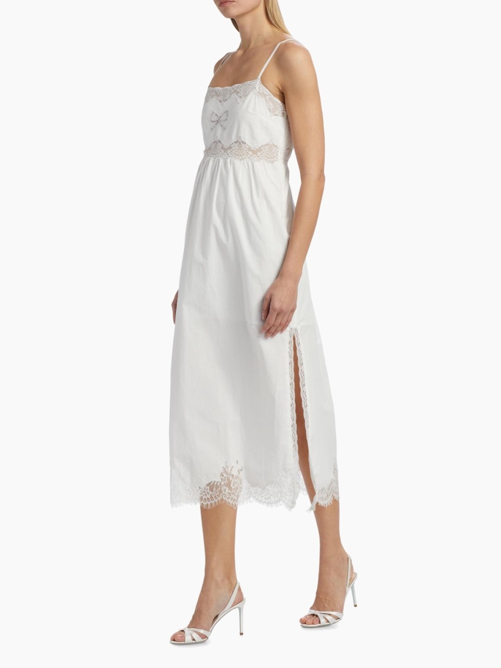 LoveShackFancy White Lace-Trim Vinca Midi Dress NWT - Picture 3 of 9